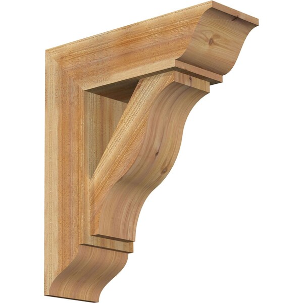 Ekena Millwork Funston Traditional Rough Sawn Bracket w/ Offset Brace, Western Red Cedar, 8"W x 24"D x 28"H BKT0806X24X28FST01RWR - main